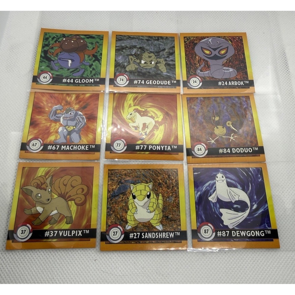 1999 Pokemon Artbox Series 1 Sticker Card Lot Of 9 Ponyta Arbok Vulpix Nintendo